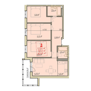 3 комнатная 80.69м²