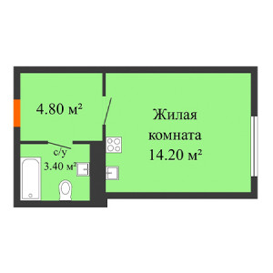 Студия 22.4м²