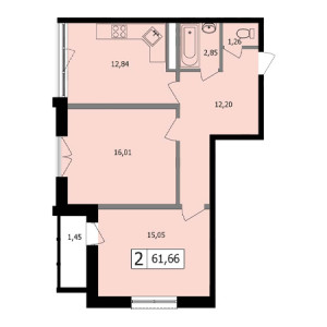 2 комнатная 61.66м²