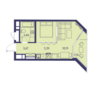 Студия 37.27м²