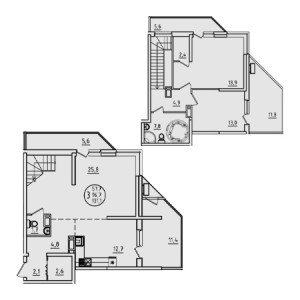 3 комнатная 131.1м²