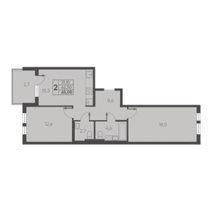 2 комнатная 65.00м²