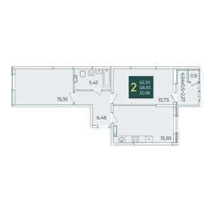 2 комнатная 62.1м²