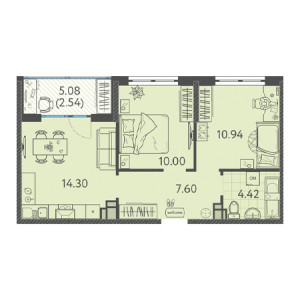 2 комнатная 49.8м²