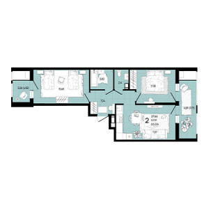 2 комнатная 65.06м²