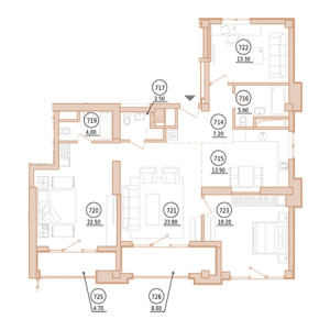 4+ комнат 117.4м²