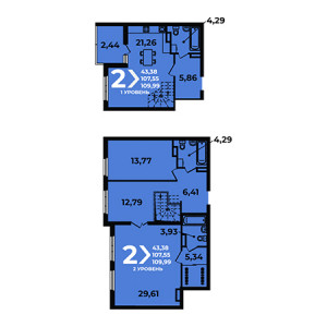 2 комнатная 109.99м²