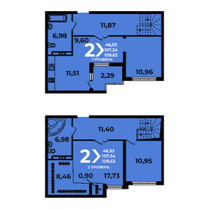 2 комнатная 109.63м²