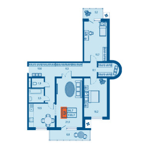 3 комнатная 103.7м²