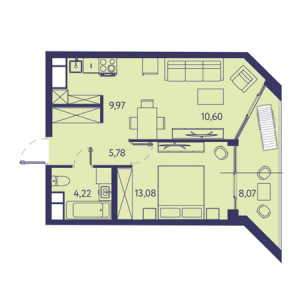 2 комнатная 51.72м²