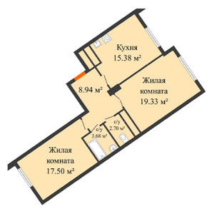 2 комнатная 67.53м²