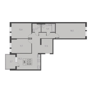 3 комнатная 85.50м²