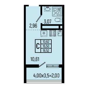Студия 18.52м²