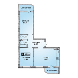 2 комнатная 68.2м²