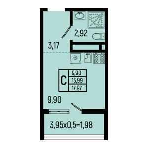 Студия 17.97м²