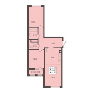 2 комнатная 61.9м²