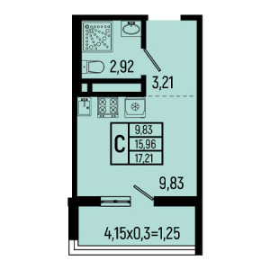 Студия 17.21м²