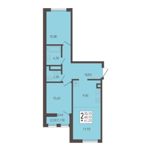 2 комнатная 61.2м²