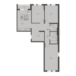 3 комнатная 84.00м²