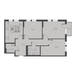 3 комнатная 68.30м²