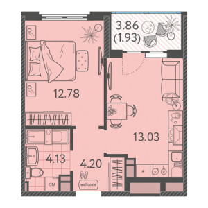 1 комнатная 36.07м²