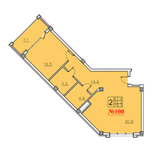 2 комнатная 79.3м²