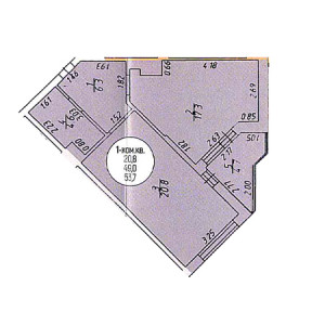 1 комнатная 53.7м²