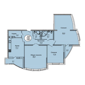 3 комнатная 136.9м²