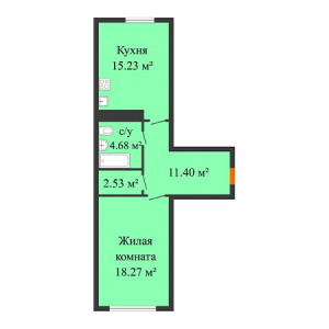 1 комнатная 52.11м²