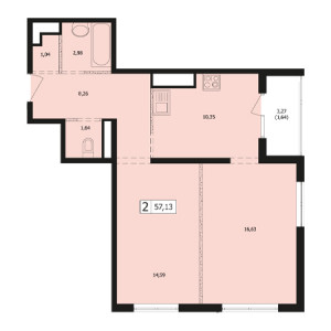 2 комнатная 57.13м²