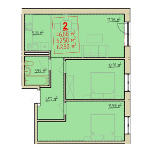 2 комнатная 62.5м²