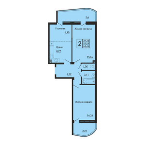 2 комнатная 63.46м²