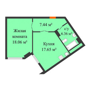 1 комнатная 49.51м²