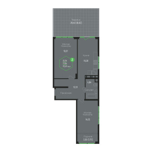 2 комнатная 70.47м²