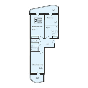 2 комнатная 62.14м²