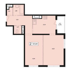 2 комнатная 57.04м²