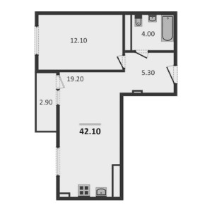 1 комнатная 42.1м²