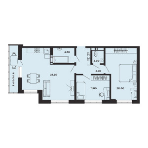 2 комнатная 73.8м²