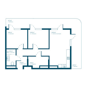 2 комнатная 87.97м²