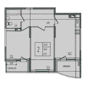 2 комнатная 61.01м²