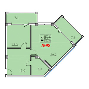 2 комнатная 76.9м²