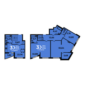 3 комнатная 154.66м²