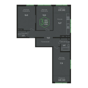 3 комнатная 93.64м²