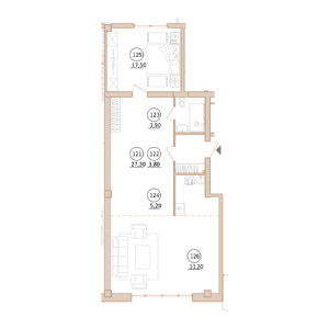 2 комнатная 90.9м²