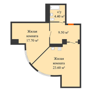 1 комнатная 55.2м²