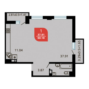 Openspace 60.18м²