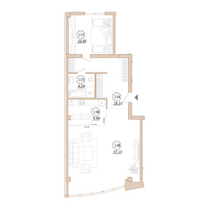 2 комнатная 98.1м²