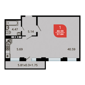 Openspace 57.64м²