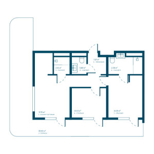 2 комнатная 99.28м²