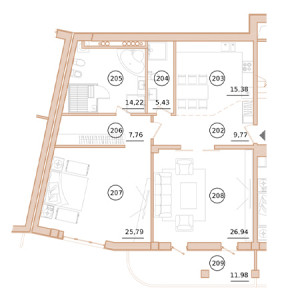 2 комнатная 108.9м²